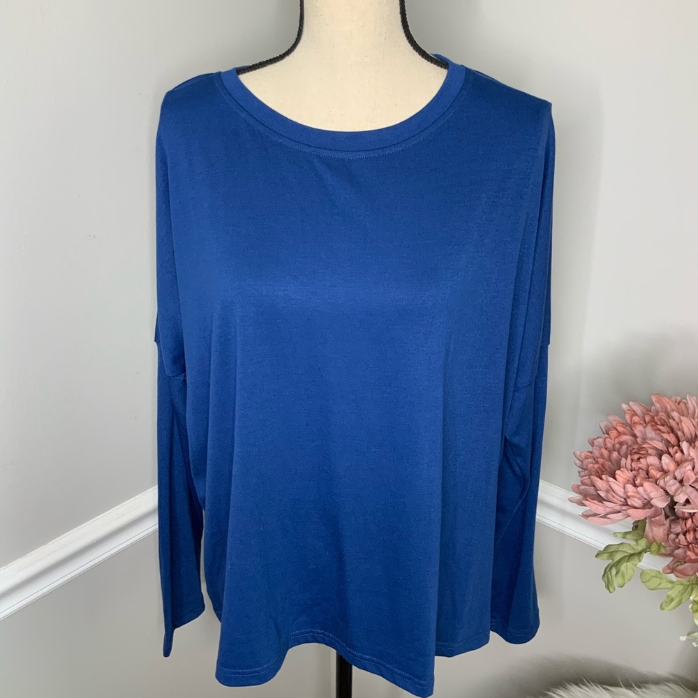 PRETTYGARDEN Deep Blue Long Sleeve Top